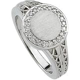 14K White Gold Diamond Signet Ring