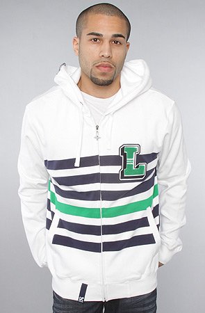 LRG The L-Capitan Zip Up Hoody in White,Sweatshirts for Men, Medium,White