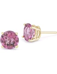 6mm Pink Sapphire Stud Earrings, 14K Yellow Gold Screw Back Posts