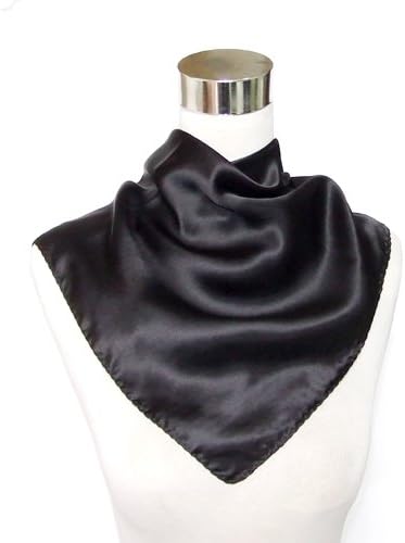 Satin Lightweight Solid Black Silk Bandana 21"x21"