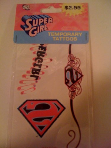 SuperGirl Super Girl Temporary Tattoos 1 sheet (3x6inches) Variety of Supergirl Logo Prints