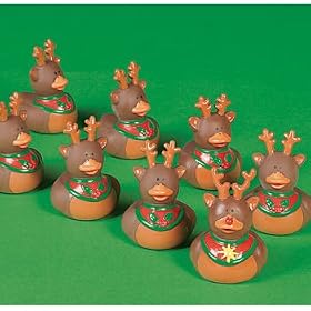 9 Rubber Duck Duckie Ducky CHRISTMAS REINDEER Party Favors