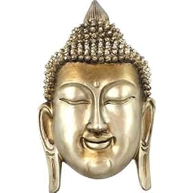 WALL PLAQUE - SILVERY BUDDHA HEAD 9