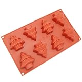 Freshware 8 Cavity Christmas Tree Silicone Mold and Baking Pan