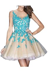 Junior Bateau Neck Tulle Short Lace Homecoming Dress 