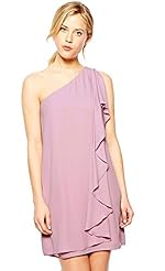 One Shoulder Cocktail  Illusion Chiffon Party Dress/Wedding Dress  With Ruffles