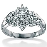 Diamond Platinum Over Sterling Silver Cluster Ring