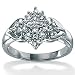 Diamond Platinum Over Sterling Silver Cluster Ring
