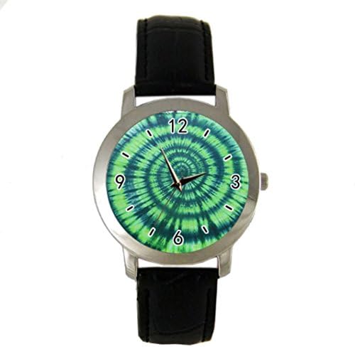 Tie Dye Hippie Hippie Custom Diy Personalized Photo Analog Watch with Black Leather Perfect Gift
