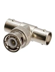 CE: Kobwa(TM) One BNC Male to Dual/2 BNC Female Jack Plug BNC T adapter Splitter Connector -Silver With Keyring - Kobwa