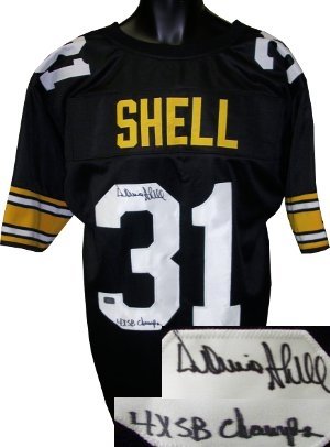 Donnie Shell Autographed/Hand Autographed/Hand Signed Pittsburgh Steelers Black Prostyle Jersey 4x S