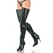 SEDUCE 5 Inch Rubber Thigh Boot, Side Zip Black Rubber Pleaser