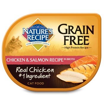 Nature's Recipe Grain Free Chicken & Salmon Adult Cat Food Trays, Case of 18