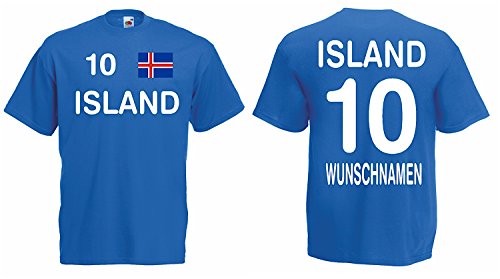 Island Trikot mit Wunschname und Wunschnummer EM 2016|blau-L