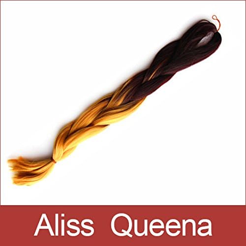 Aliss Queena(TM)24" Brown&amp;Golden 100Grams Ombre Two Tone Colored Kanekalon Jumbo Braiding Hair Extension