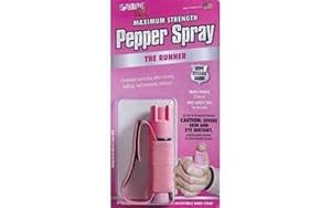 SABRE RED Police Strength Pepper Spray - Runner Model with Pink Hand Strap & 35 shots, 5Xs more than competition for max protection!