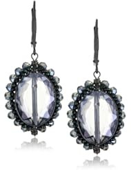 Dana Kellin DS "Indigo Mix" Double Wrapped Crystal Oval Drop Earrings