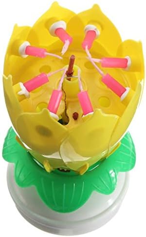SweetToy Beautiful Musical Lotus Flower Happy Birthday Party Gift Rotating Lights Decoration 14 Candles Lamp