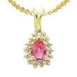 14K Yellow Gold Pink Sapphire and Diamond Pendant