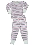 Baby Steps - Girls Long Sleeve Striped Pajama Set, White, Multi (Size 6)