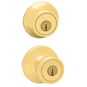 Kwikset 695T 3 CP Security Tylo Knob Combo Kit, Polished Brass by Kwikset