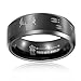 Three Keys Jewelry 8mm Men Tungsten Carbide Wedding Engagement Band Black Polished Beveled Edge Etched Deer Head Hunting Size 6-14.5