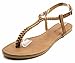 Orly Shoes Women's Basic Braided T Strap Gladiator Suede Sandals