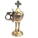 Brass Greek Pedestal Incense Burner - Censor with Cross from Jerusalem (15cm or 6 inches Tall)