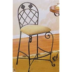 Metal Bar Stools With Padded Seat Pair 