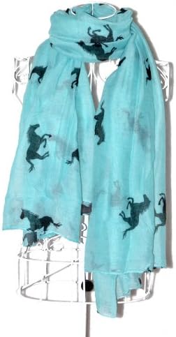 Icon Fashionable Animal Print Scarves: Cool Horse Print Scarf for Women (Blue-Horse)