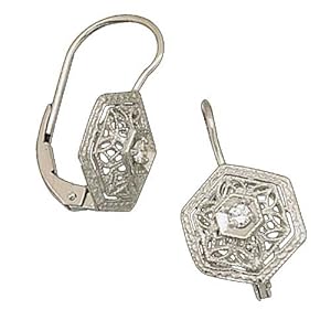 14kt White Gold Diamond Filigree Fancy Earrings