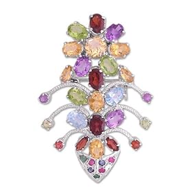 Amethyst, garnet and topaz brooch, 'Empress' by NOVICA