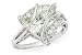 4 Carat Trillion-Cut Green Amethyst and Diamond 14K White Gold Ring