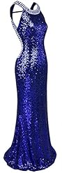 Backless Beaded Sequined Evening Dress/Wedding Dress 