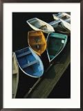 Skiffs Tied up at a Dock in the Inner Harbor at Rockport Framed Photographic Poster Print, 21x29