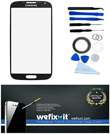 Wefixxit® Premium Front Screen Glass Lens for Samsung S4 Black Replacement & Repair Kit with Tool Kit by Wefixxit (S4-BK-GLASS)