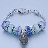 Pugster Beads Dangle Heart Murano Glass Bracelet Fits Pandora Chamilia Biagi Charm