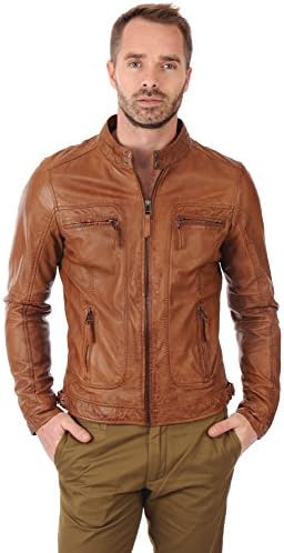 Fashion Attire Men's Lambskin Leather Bomber Bikers Motorcycles Leather Jacket-Small