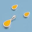 Sterling Silver Pendant and Earrings Set - Raindrop Design in Yellow