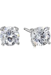 Sterling Silver Round Cut Cubic Zirconia Stud Earrings