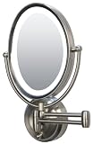 Next Generation OVAL Cordless LED Lighted Wall Mounted 10X/1X Mirror, Satin Nickel