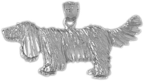 Genuine 14k White Gold Dauchshund Dog Charm Pendant. (approximate weight 2 grams)