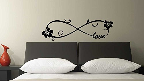 (36×11) Hibiscus Love Infinity Symbol Wall Vinyl Decal Quote Art Saying Flower Stencil