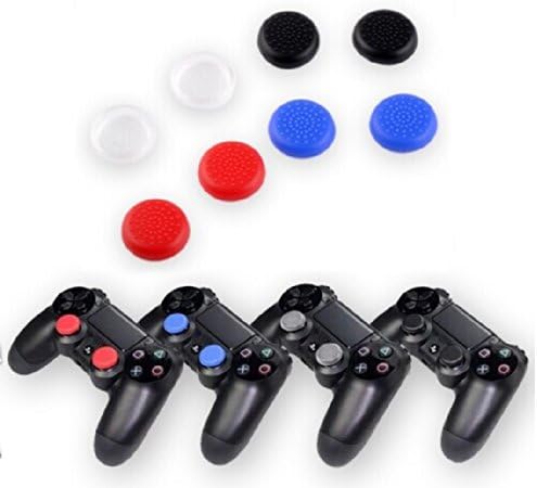 AZsetech PS4 Thumbstick/Joystick Grip Cap Cover 8-Pack (white;blue;red;black)