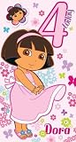Dora The Explorer - Age 4 Birthday Card & Badge - 4th