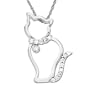 14k White Gold Diamond Cat Pendant (1/8 cttw, I-J Color, I2-I3 Clarity), 18"
