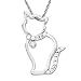 Jewelry : 14k White Gold Diamond Cat Pendant (1/8 cttw, I-J Color, I2-I3 Clarity), 18"