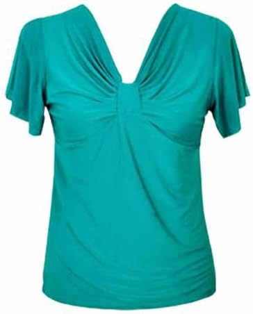 Luxury Divas Teal Blue Gathered Bust Flowing Blouse Size Small