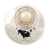 Abstract 'Water-lily' Floral Hammered Stainless Steel Ethnic Brooch - (handcrafted)