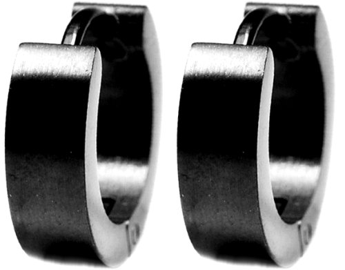 0.30" Inch (13MM) Smooth Black Huggie Hoop Earrings, Leverback Hinge Clasp, Semi-Matte Anodized Hypoallergenic 316L Stainless Steel